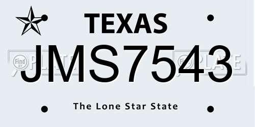 JMS7543 Texas License Plate
