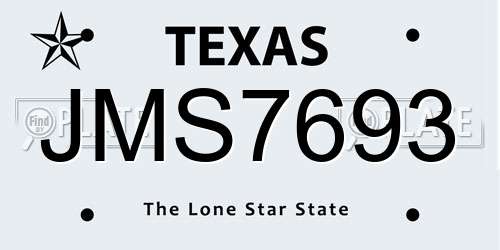 JMS7693 Texas License Plate