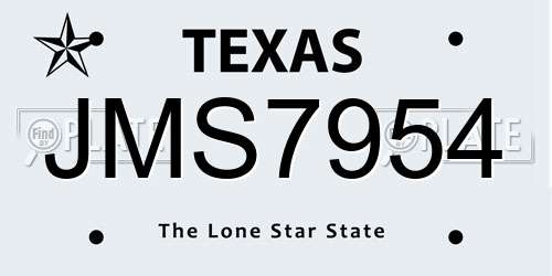 JMS7954 Texas License Plate