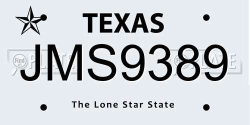 JMS9389 Texas License Plate