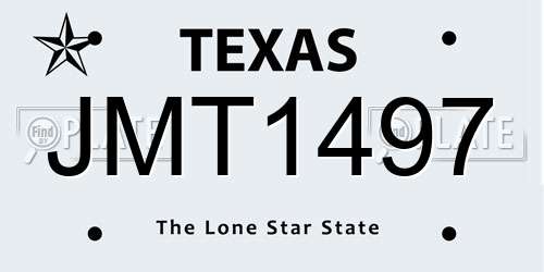 JMT1497 Texas License Plate