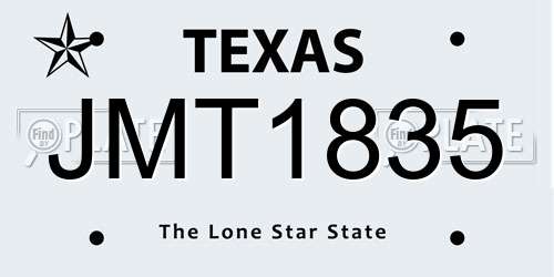 JMT1835 Texas License Plate