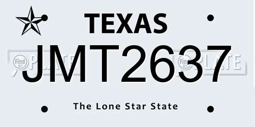 JMT2637 Texas License Plate