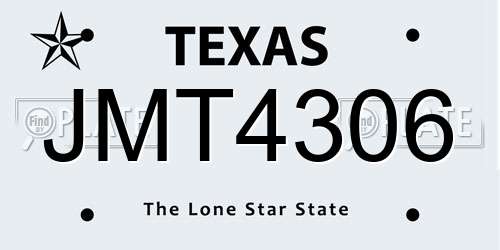 JMT4306 Texas License Plate