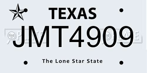 JMT4909 Texas License Plate
