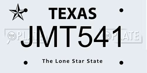 JMT541 Texas License Plate