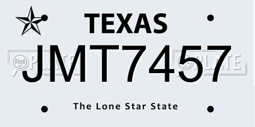 JMT7457 Texas License Plate