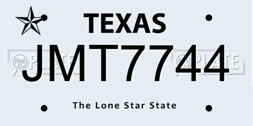 JMT7744 Texas License Plate
