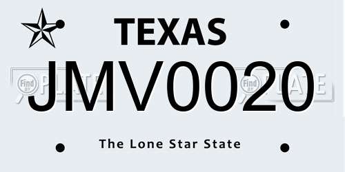 JMV0020 Texas License Plate