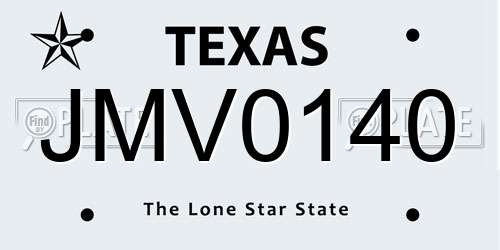 JMV0140 Texas License Plate