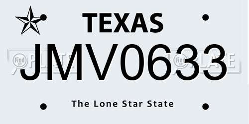 JMV0633 Texas License Plate
