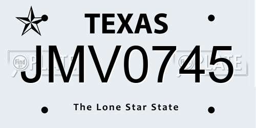 JMV0745 Texas License Plate