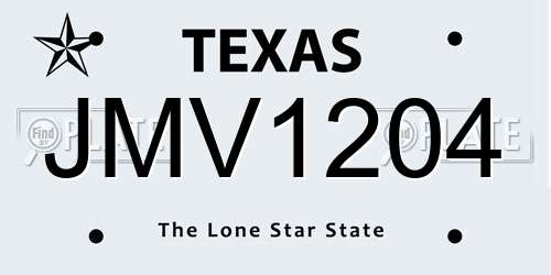 JMV1204 Texas License Plate