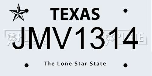 JMV1314 Texas License Plate