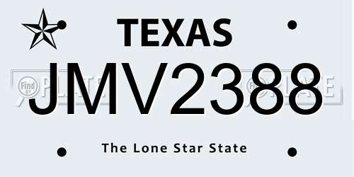JMV2388 Texas License Plate