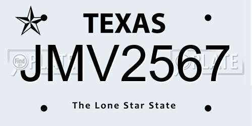 JMV2567 Texas License Plate