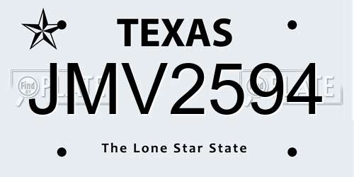 JMV2594 Texas License Plate