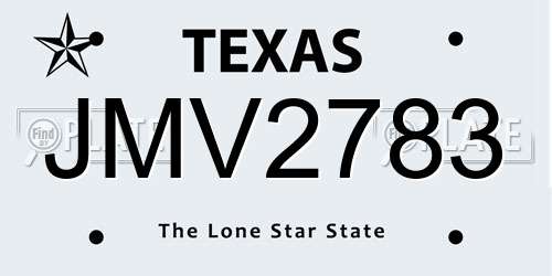 JMV2783 Texas License Plate