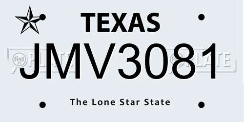 JMV3081 Texas License Plate