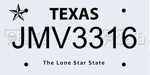 JMV3316 Texas License Plate