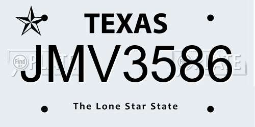 JMV3586 Texas License Plate