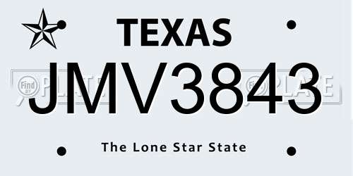 JMV3843 Texas License Plate
