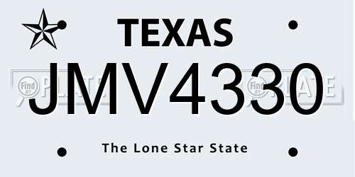 JMV4330 Texas License Plate