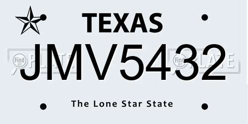 JMV5432 Texas License Plate
