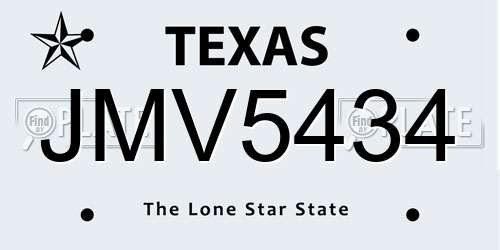 JMV5434 Texas License Plate