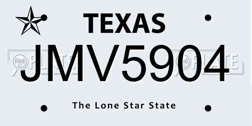 JMV5904 Texas License Plate