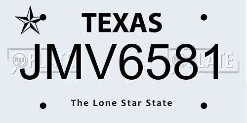 JMV6581 Texas License Plate