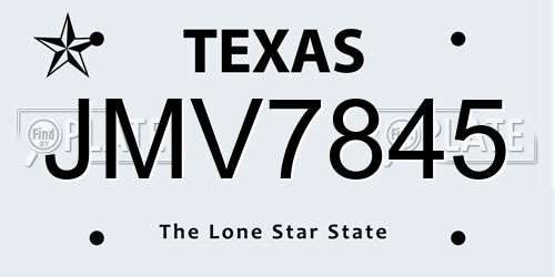 JMV7845 Texas License Plate