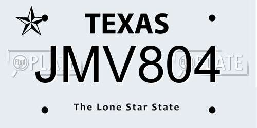 JMV804 Texas License Plate