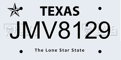JMV8129 Texas License Plate