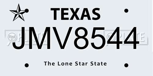 JMV8544 Texas License Plate