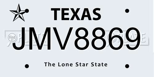 JMV8869 Texas License Plate