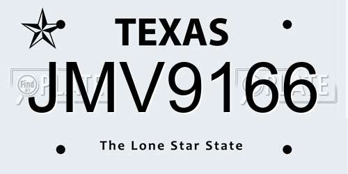 JMV9166 Texas License Plate