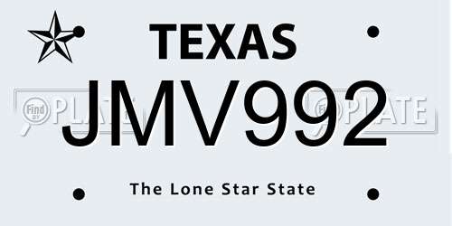 JMV992 Texas License Plate