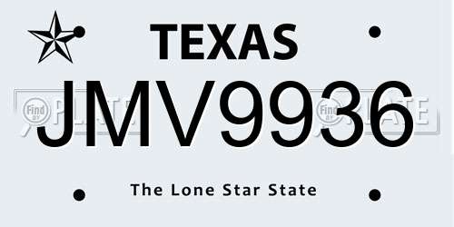 JMV9936 Texas License Plate
