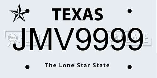 JMV9999 Texas License Plate
