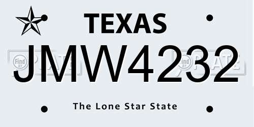 JMW4232 Texas License Plate