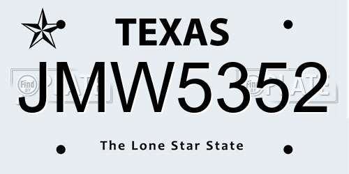 JMW5352 Texas License Plate
