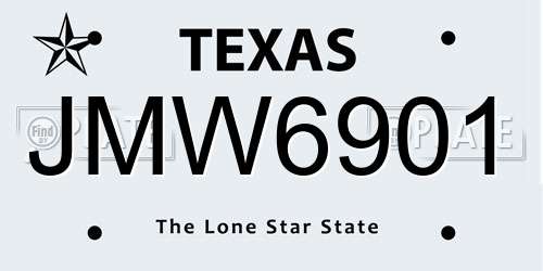JMW6901 Texas License Plate