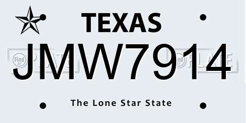 JMW7914 Texas License Plate