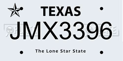 JMX3396 Texas License Plate