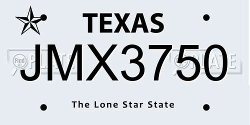 JMX3750 Texas License Plate