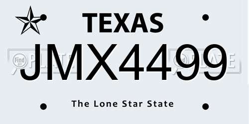 JMX4499 Texas License Plate