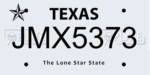 JMX5373 Texas License Plate