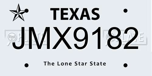 JMX9182 Texas License Plate