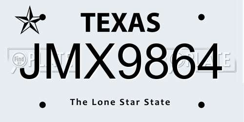 JMX9864 Texas License Plate
